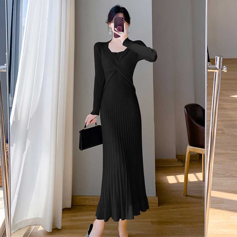 ツイストリブニットワンピース(4colors)