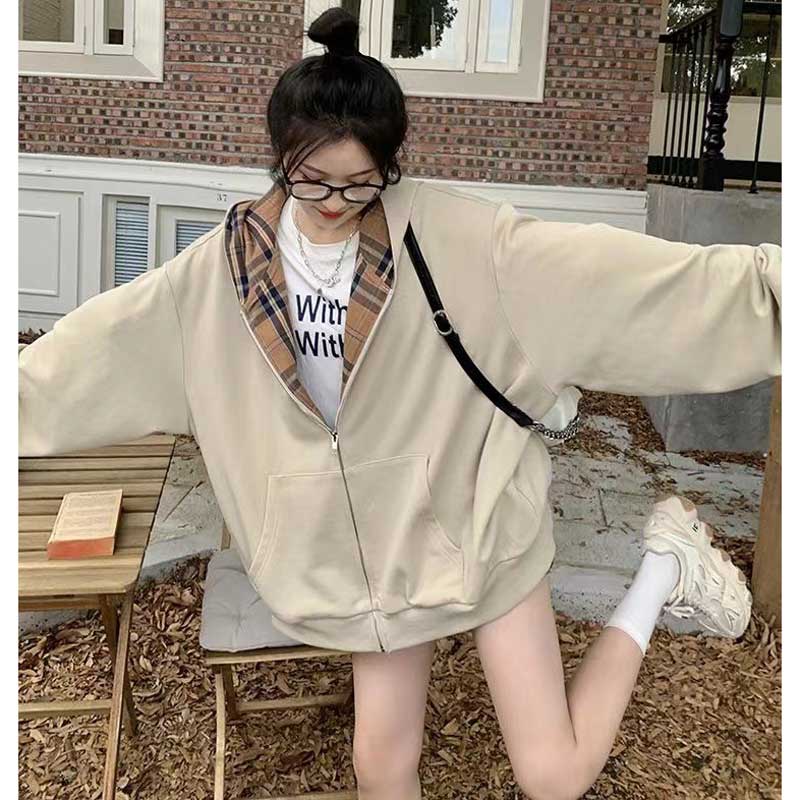 フード裏チェックパーカー(2colors)