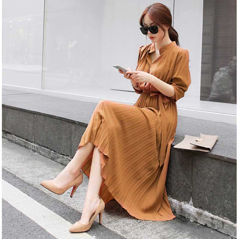 ウエストマークプリーツワンピース(4colors)