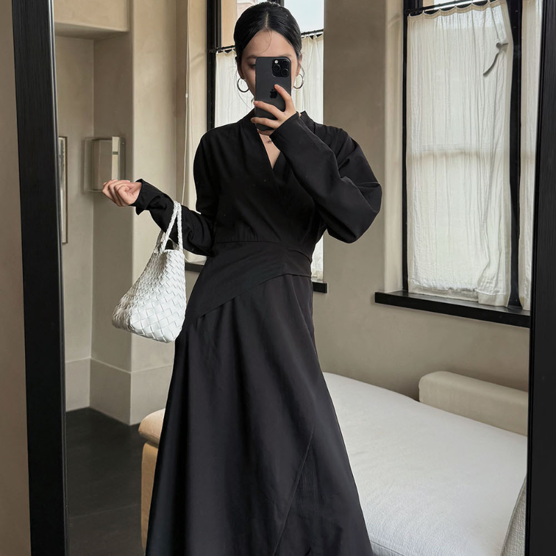 カシュクールバックリボンワンピース(2colors)