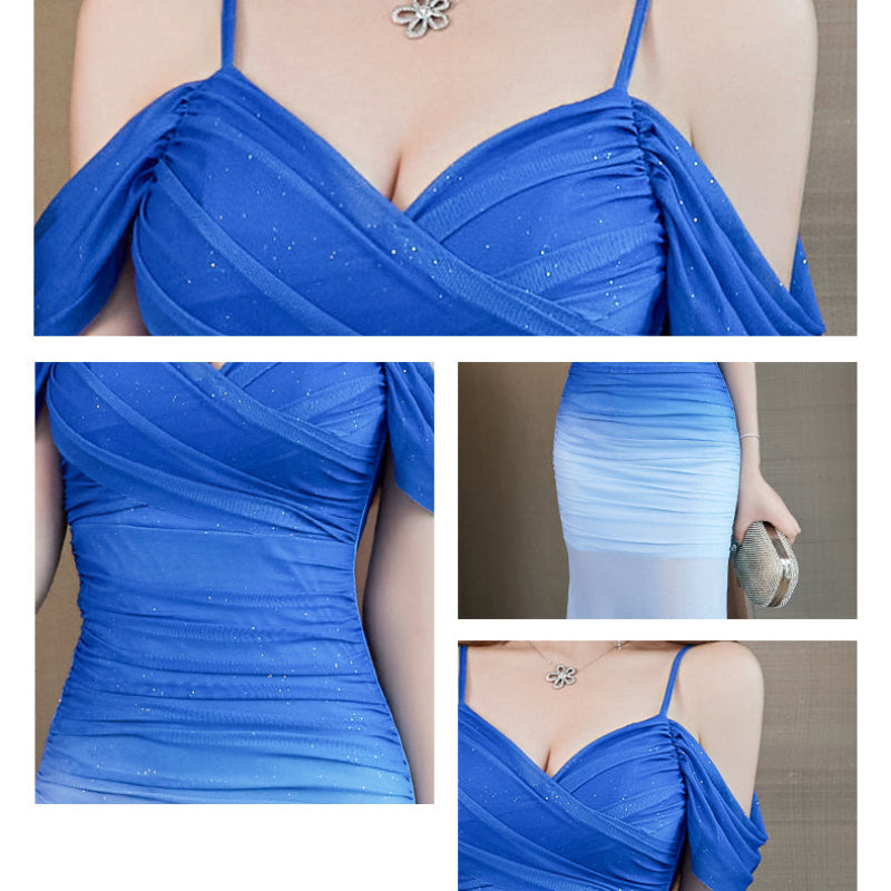 グラデーションブルーチュールドレス