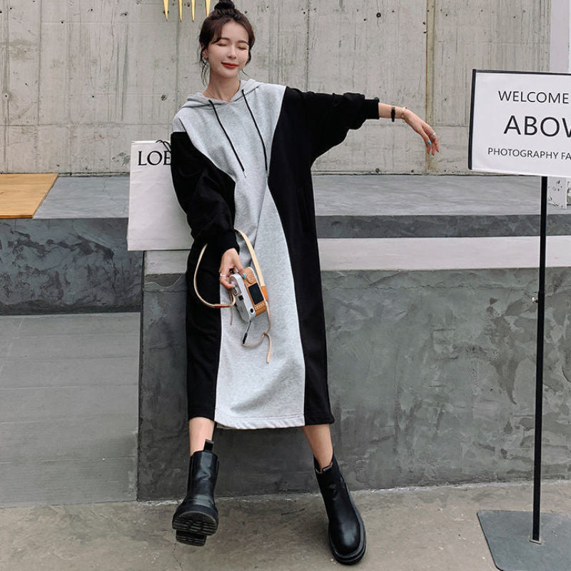 バイカラーパーカーワンピース