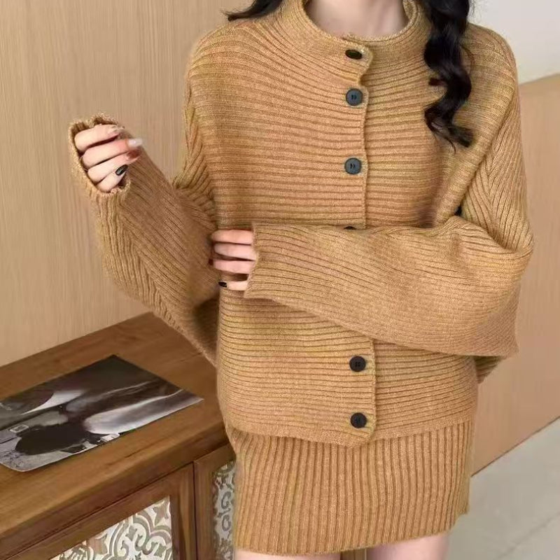 ドルマンリブニット×スカートセットアップ(5colors)