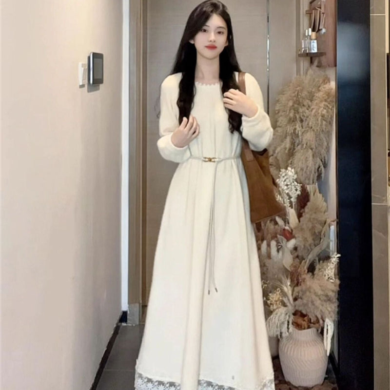 レーストリムニットワンピース(2colors)