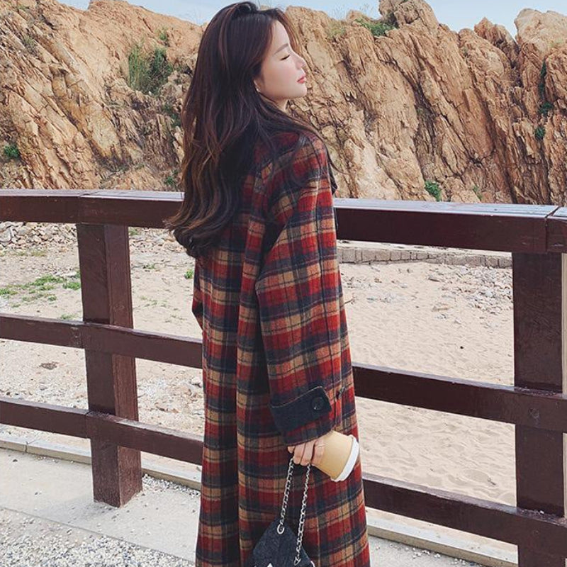 レトロチェックデザインチェスターコート