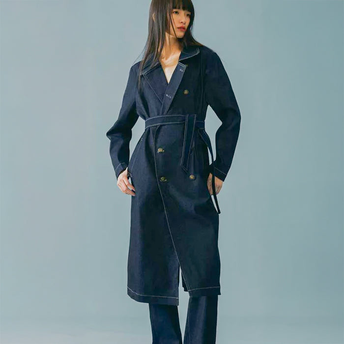 インディゴデニムトレンチコート（紺）秋/冬 カジュアルすぎずモードな装い