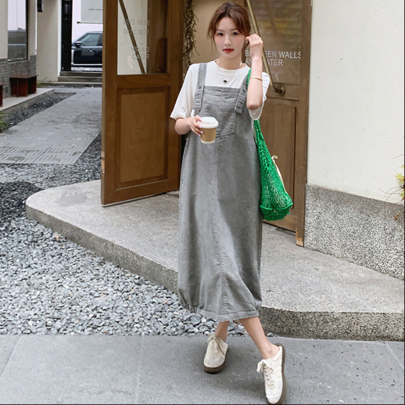 ナチュラルTシャツ×サロペットスカートセットアップ