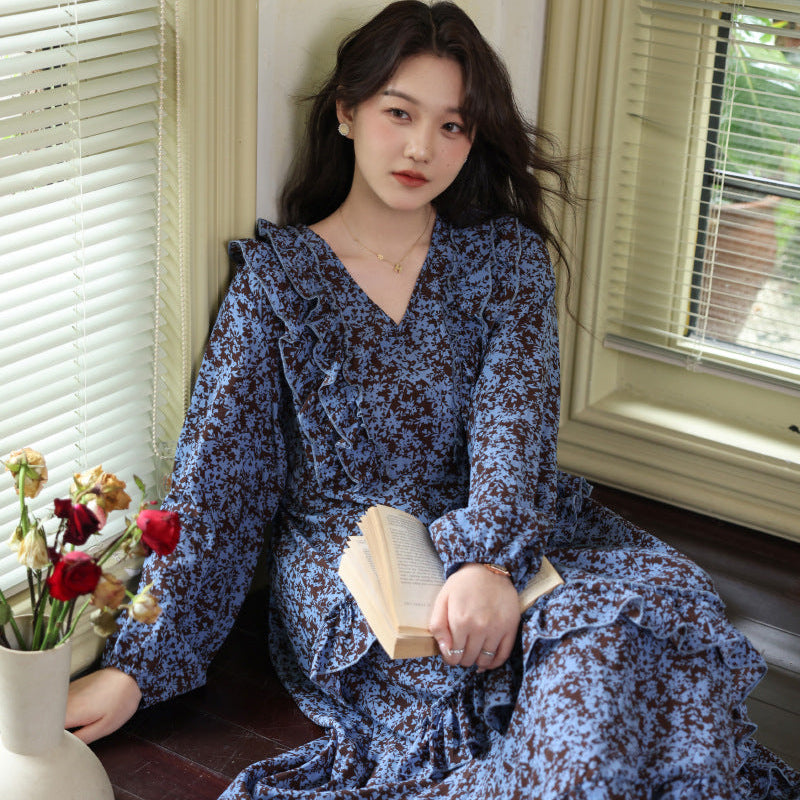 シフォンフラワーフリルワンピース