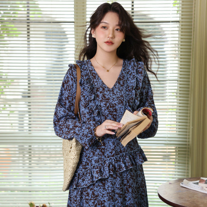 シフォンフラワーフリルワンピース