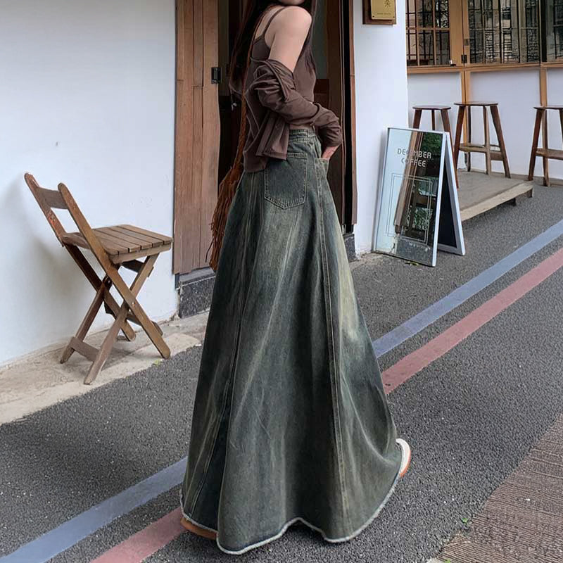 センタープリーツデニムスカート