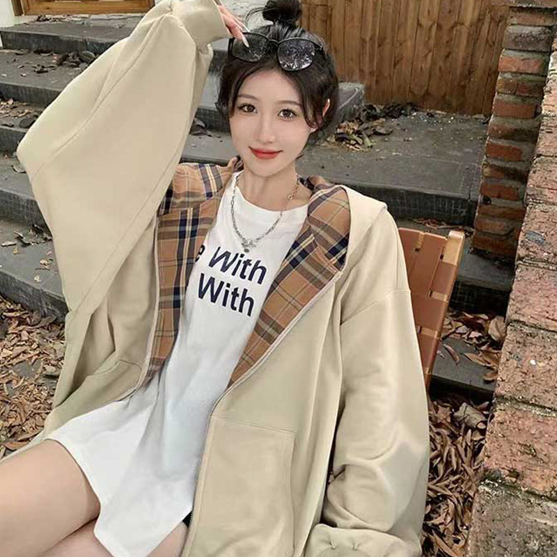 フード裏チェックパーカー(2colors)