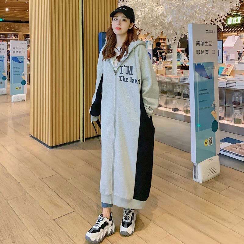 ロングジップアップパーカーワンピース