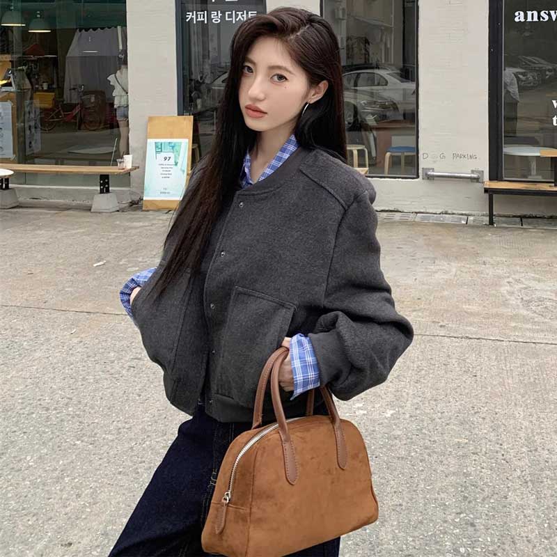 ノーカラーショートブルゾン(2colors)