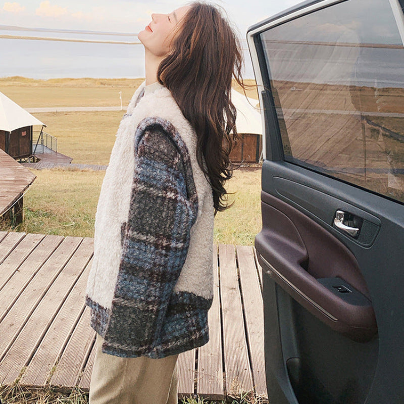 ボアベスト×中綿入りツイードジャケット