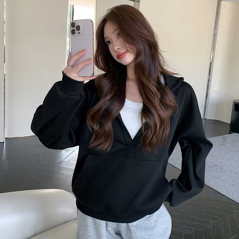 Vネックプルオーバーパーカー(7colors)