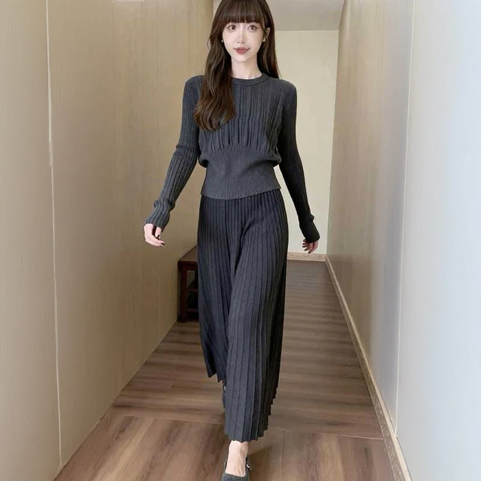 リブニットプリーツセットアップ(3colors)