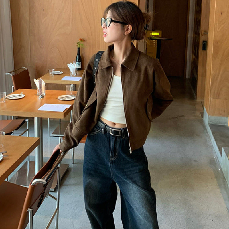 ブラウンフェイクスエードジャケット