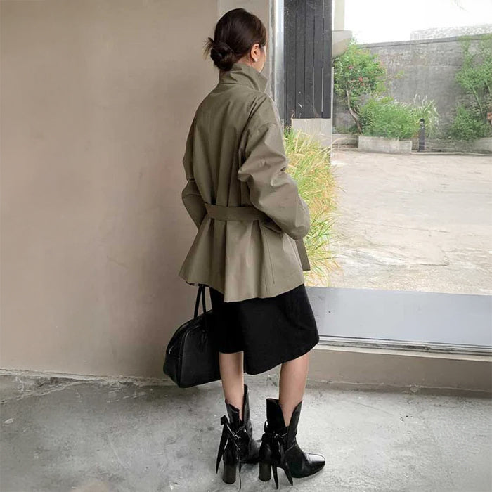 スタンドネックワイドスリーブコート(2colors)