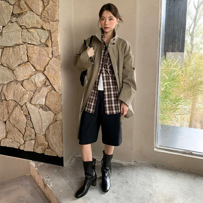 スタンドネックワイドスリーブコート(2colors)