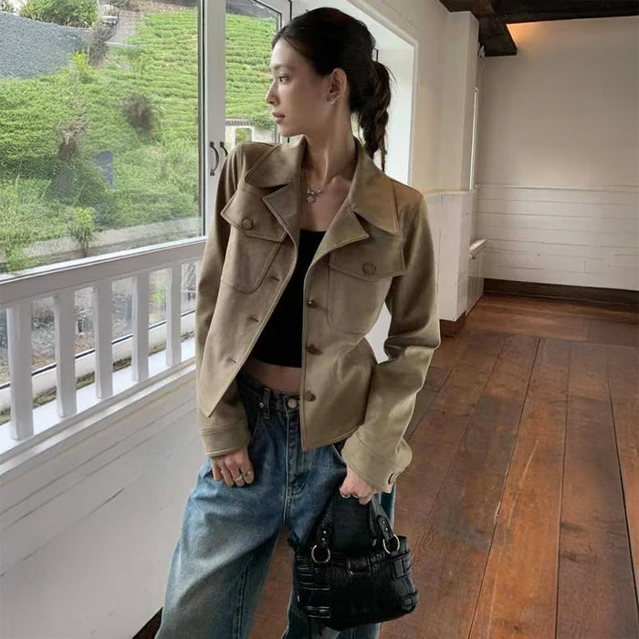 スエードテーラードジャケット