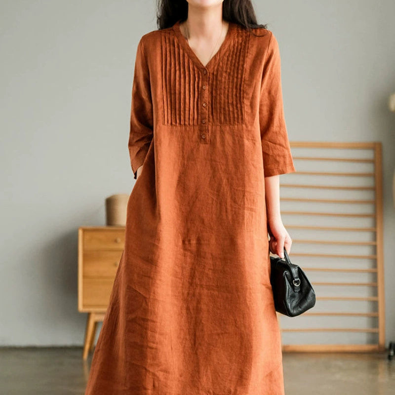 リネンピンタックワンピース(4colors)