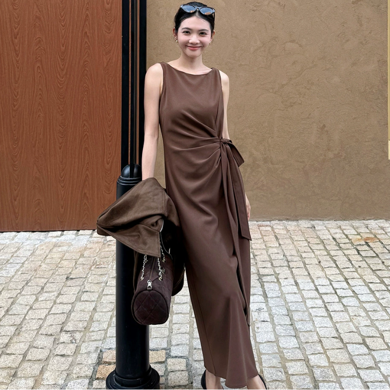 ノースリーブサイドリボンワンピース(2colors)