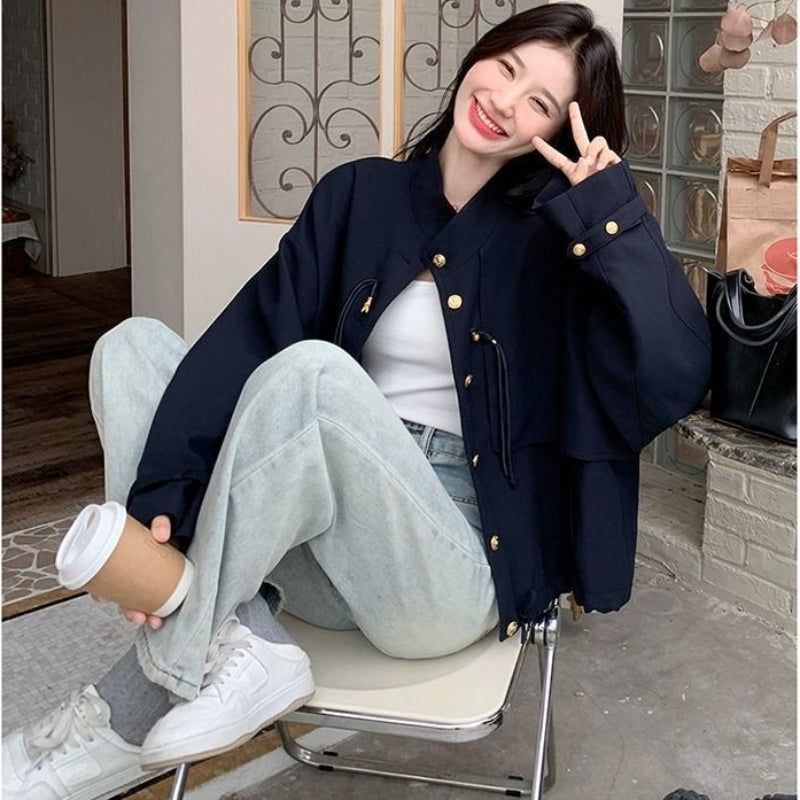 トレンチデザインネイビージャケット