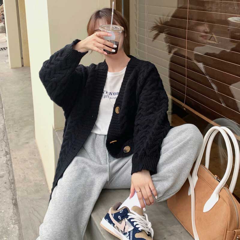 ケーブル編みロングカーディガン(3colors)