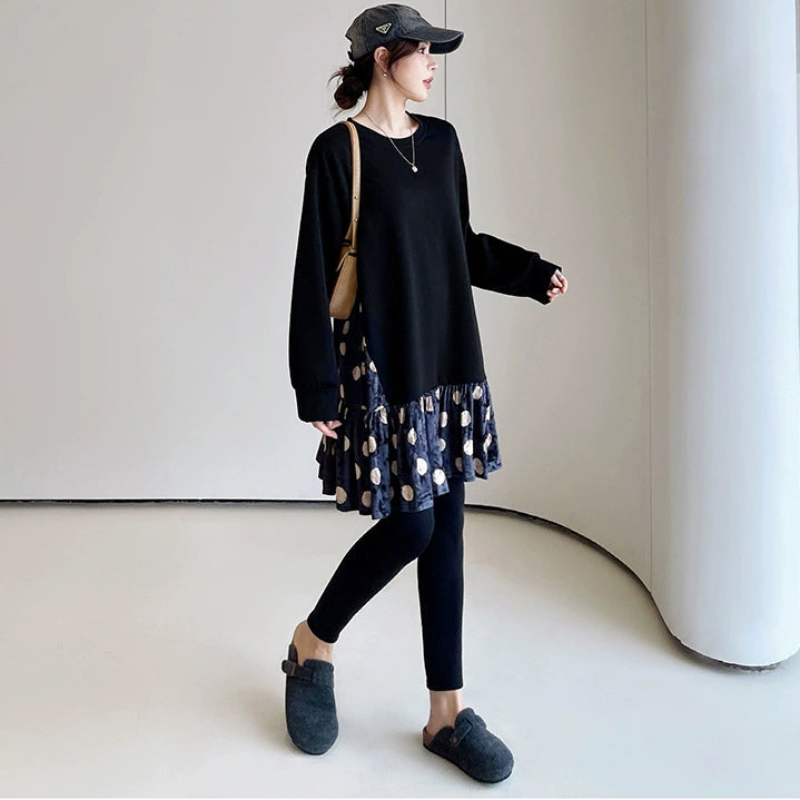 ブラックレイヤードドットチュニック