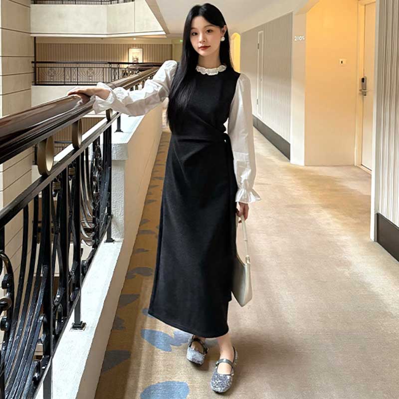 レイヤード風フリルワンピース(2colors)