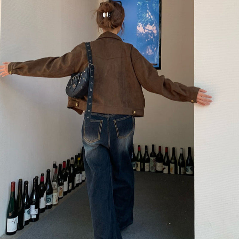 ブラウンフェイクスエードジャケット