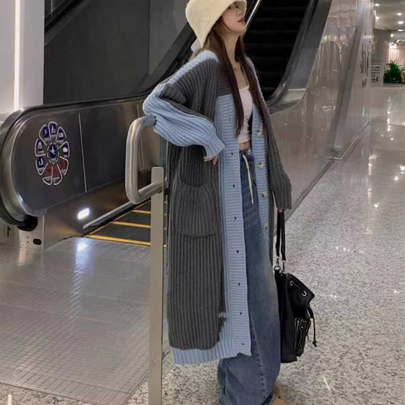 バイカラーニットコーディガン