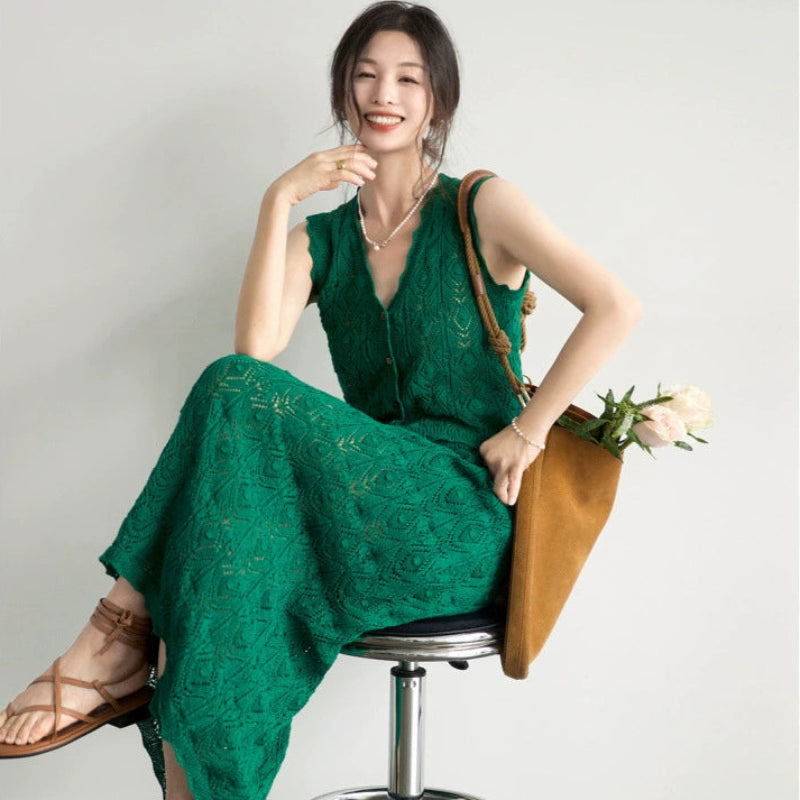 クロッシェレーストップス×スカート(2colors)