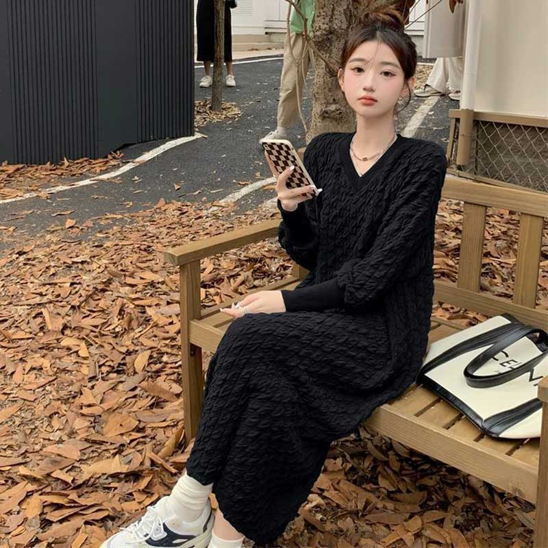 ワッフルニットワンピース