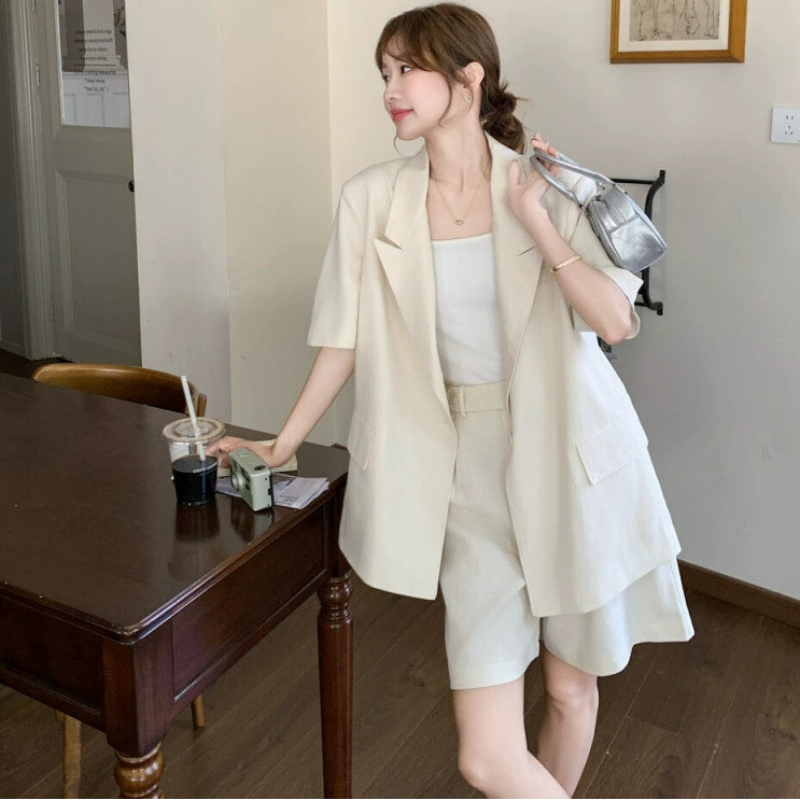 サマージャケット×ハーフパンツセット