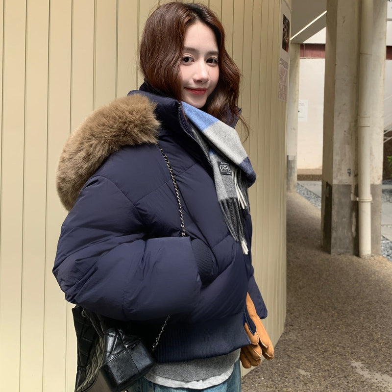 ボアフードキルティングショートコート(3colors)