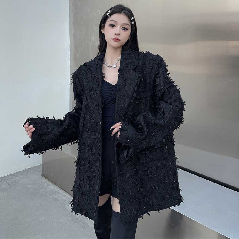 シャギーフリンジテーラードジャケット