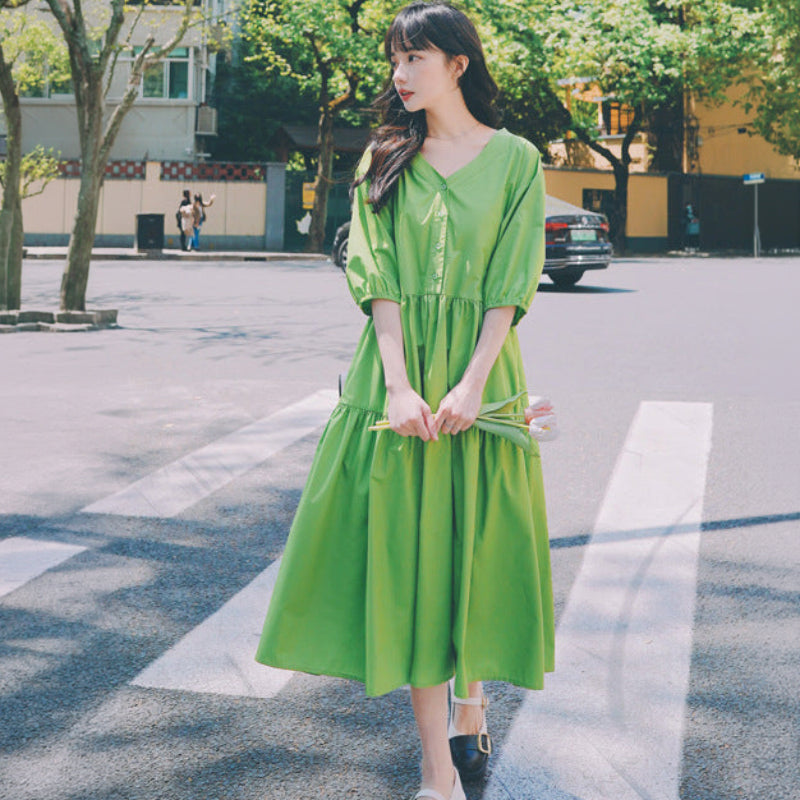 バックリボンティアードワンピース(4colors)