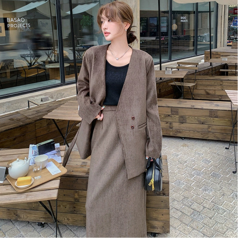 スカートスーツセットアップ(2colors)