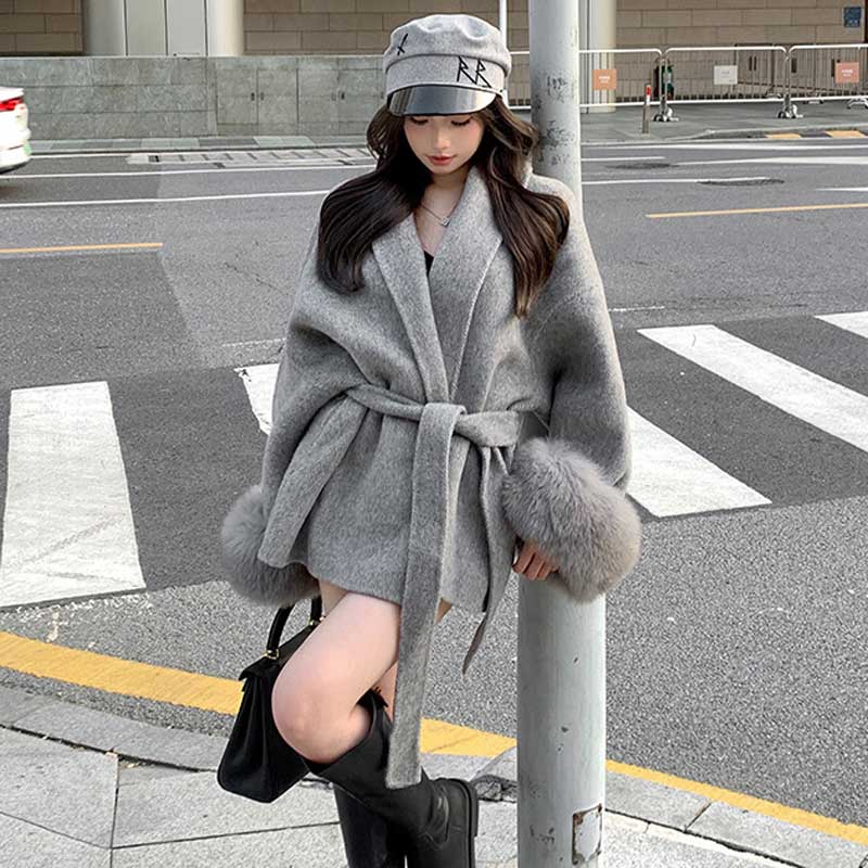 ファーカフスローブコート(2colors)