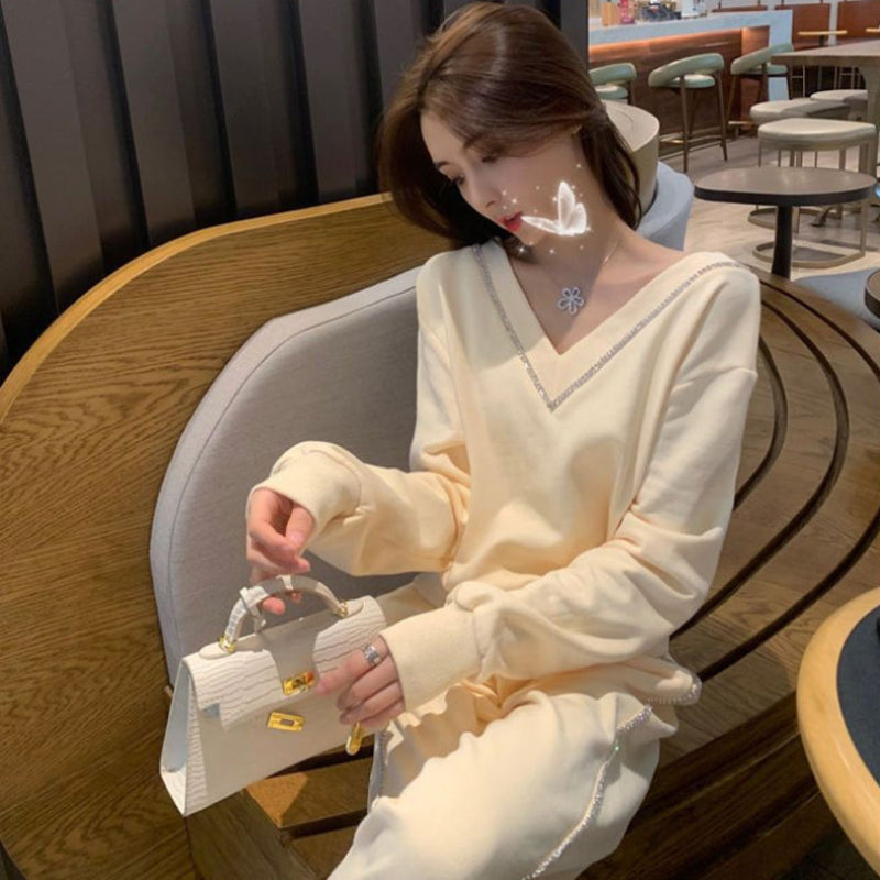 ラメラインスウェットトップス×ボトムスセット