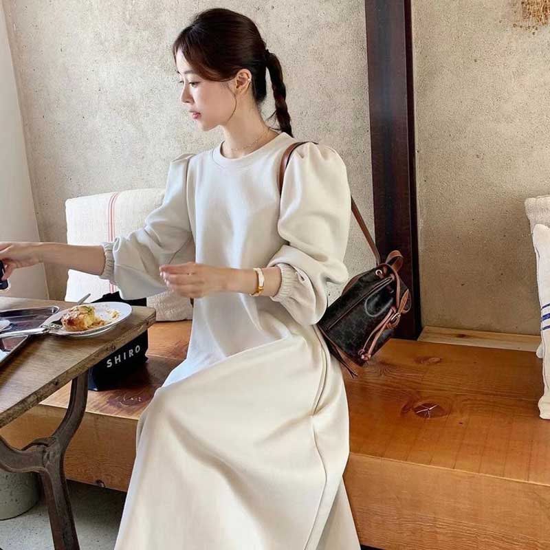 ボリューム袖Aラインワンピース(3colors)