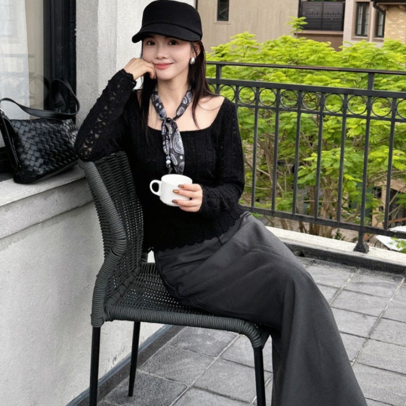 スクエアカラーニットトップス(3colors)