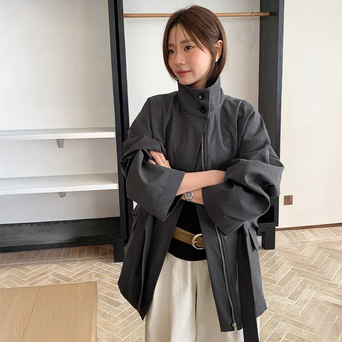 スタンドネックワイドスリーブコート(2colors)