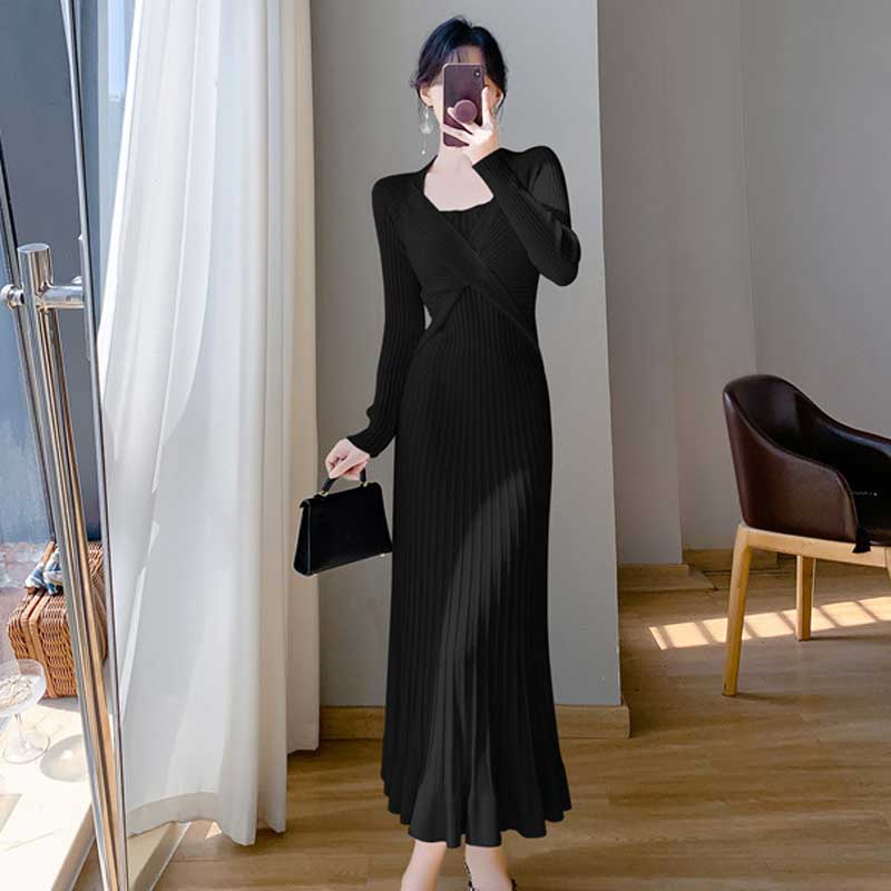 ツイストリブニットワンピース(4colors)