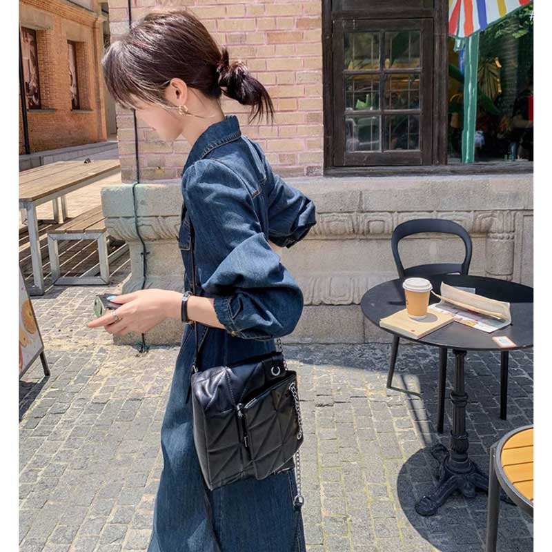 レトロ調デニムシャツワンピース