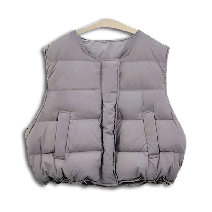 ノーカラーショート丈ダウンベスト(3colors)