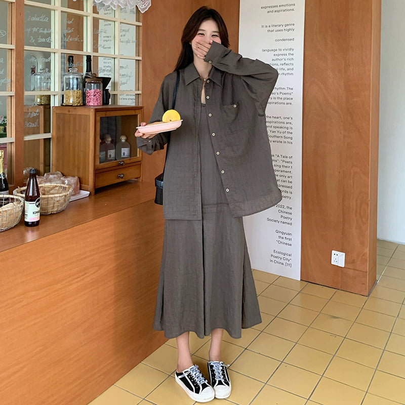 オーバーサイズシャツ×キャミワンピースセット