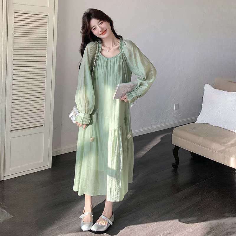 シフォンギャザーワンピース