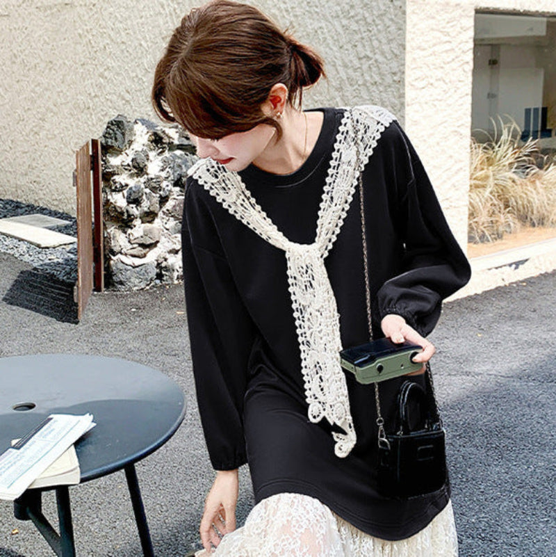 レース切り替えデザインワンピース(2colors)